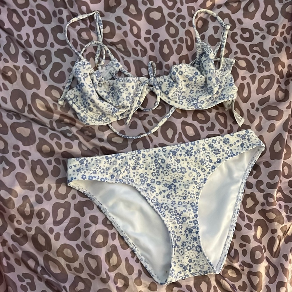 Hollister blue floral swimsuit size S
